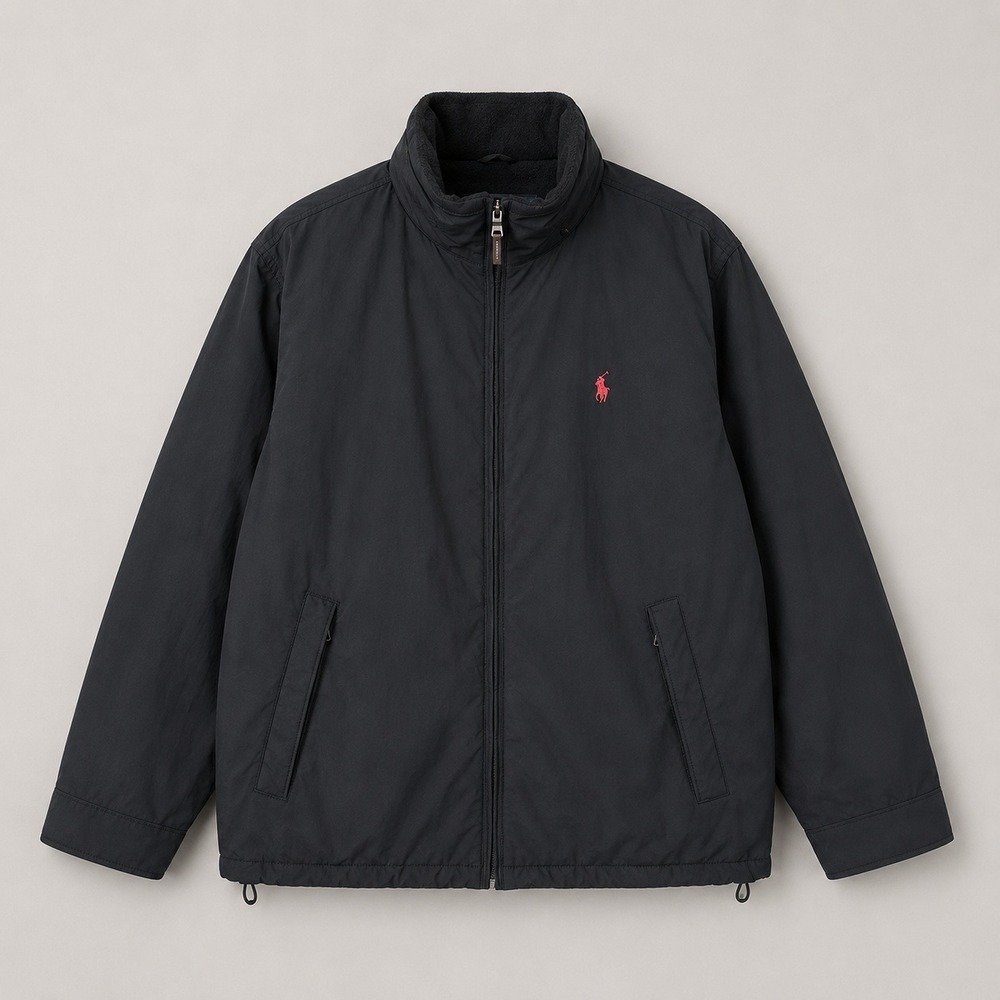 Polo Ralph Lauren Mens Black Fleece Lined Harrington Jacket XLT Hooded